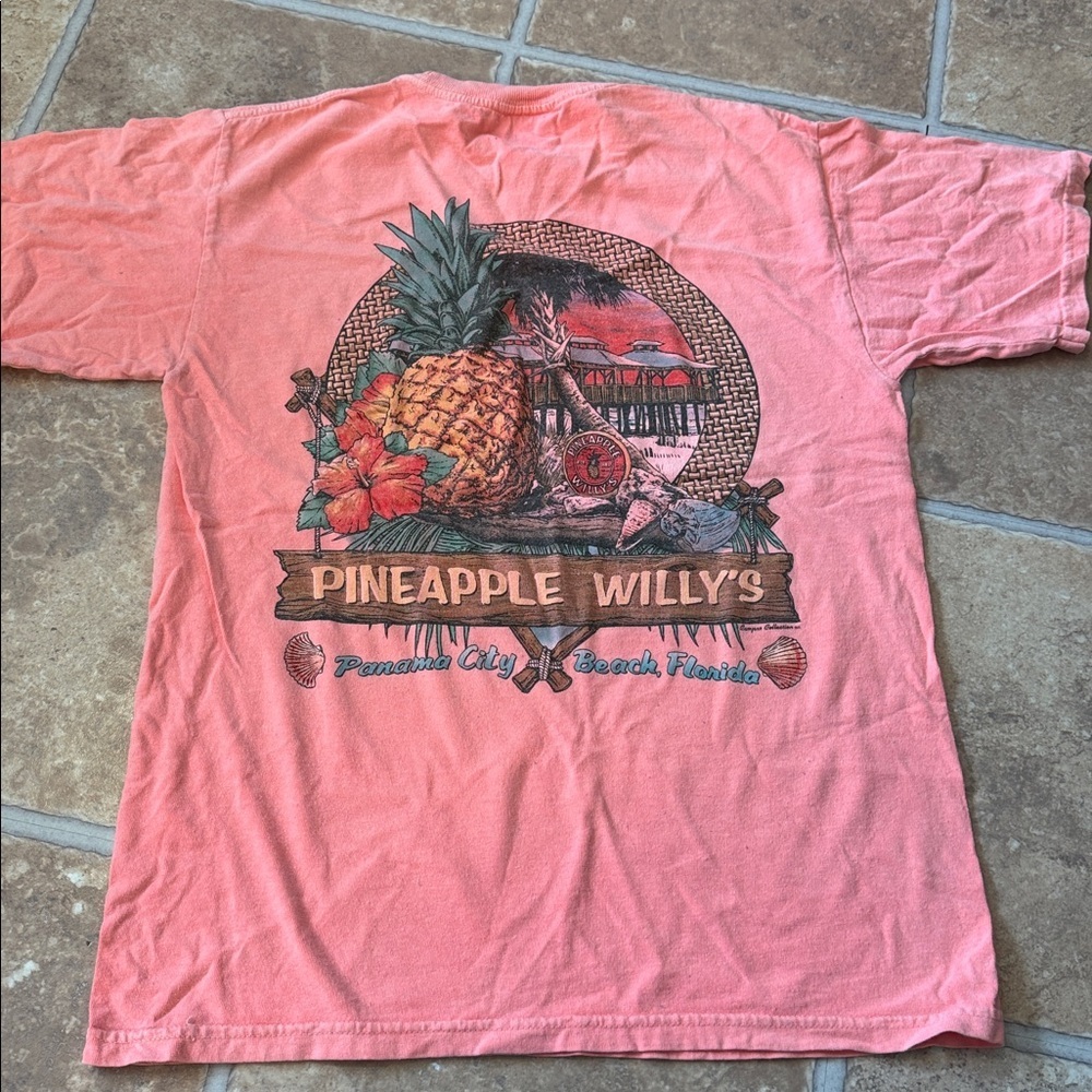 2PC Comfort Colors Pink Pineapple Willy's Tee small PCB FL & plastic whirley cup